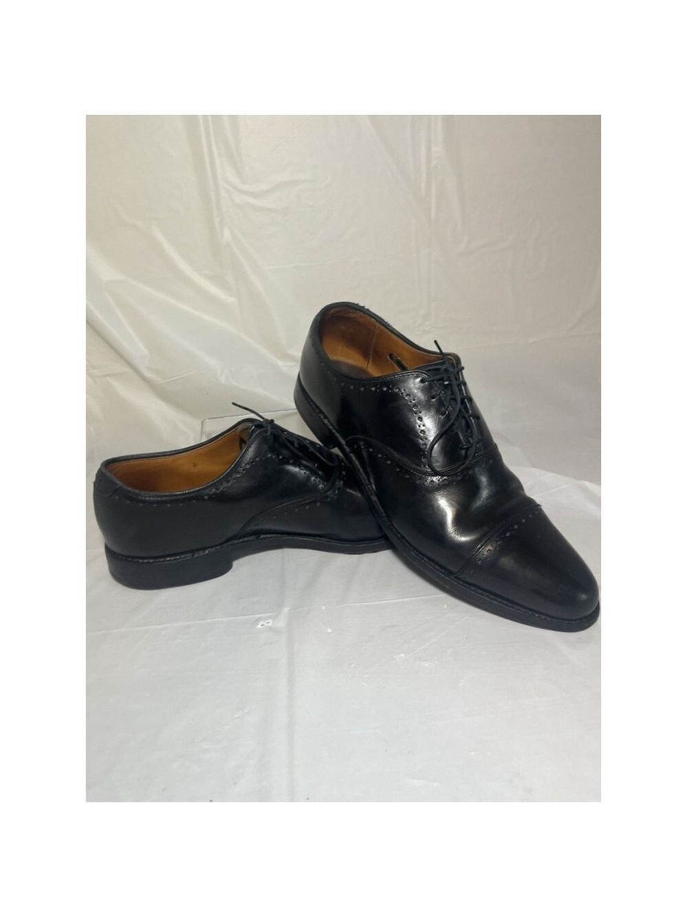 Allen Edmonds 9.5 B Mens Dress Shoes Hale Black Leather Brocade Oxfords ($425) - Picture 1 of 15